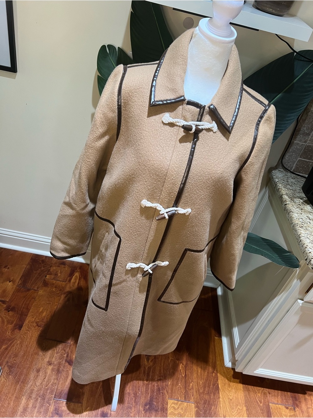 J. Crew Camel Wool/Cashmere Toggle Coat in Italian Wool with Dark Trim 10 - Picture 2 of 9